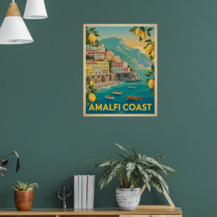 Amalfi Coast Italy Vintage Travel Poster