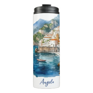Amalfi Coast Italy Watercolor Thermal Tumbler