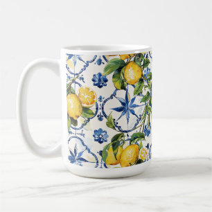 Amalfi Coast Lemon and Tiles Pattern Coffee Mug