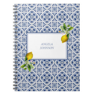 Amalfi Coast Lemon Blue Tiles Italy  Notebook