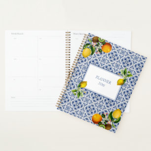 Amalfi Coast Lemon Blue Tiles Italy Undated Planner