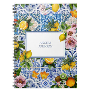 Amalfi Coast Lemon Bouquet Tiles Italy  Notebook