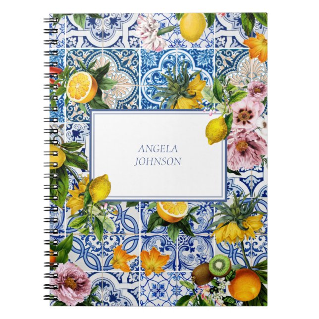 Amalfi Coast Lemon Bouquet Tiles Italy  Notebook (Front)
