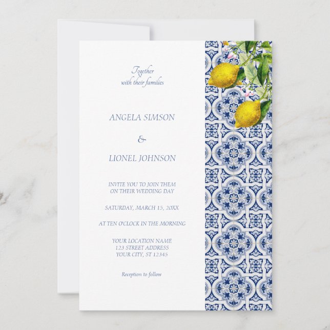 Amalfi Coast Lemon Tiles Italy   Invitation (Front)