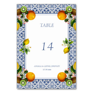 Amalfi Coast Lemon Tiles Italy Personalised names Table Number