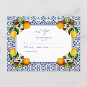 Amalfi Coast Lemon Tiles Italy Personalised RSVP Holiday Postcard