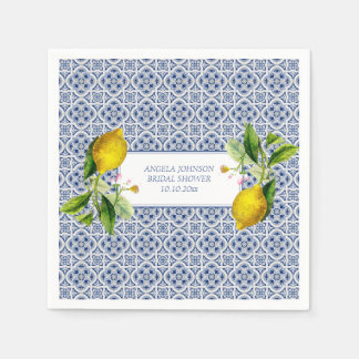 Amalfi Coast Lemon Tiles Italy Personalized names Napkin