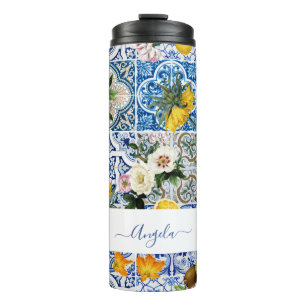Amalfi Coast Lemon Tiles Italy Wedding Thermal Tumbler