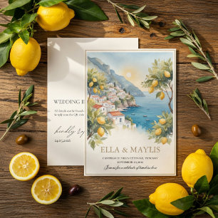 Amalfi Coast Lemon Wedding Invitation   Italian 