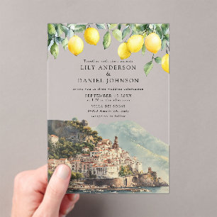 Amalfi Coast Lemons Italian Wedding Acrylic Invitations