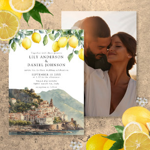 Amalfi Coast Lemons Italy Photo Wedding Invitation