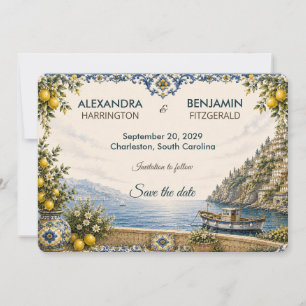 Amalfi Coast   Mediterranean Italian Tile Wedding Save The Date