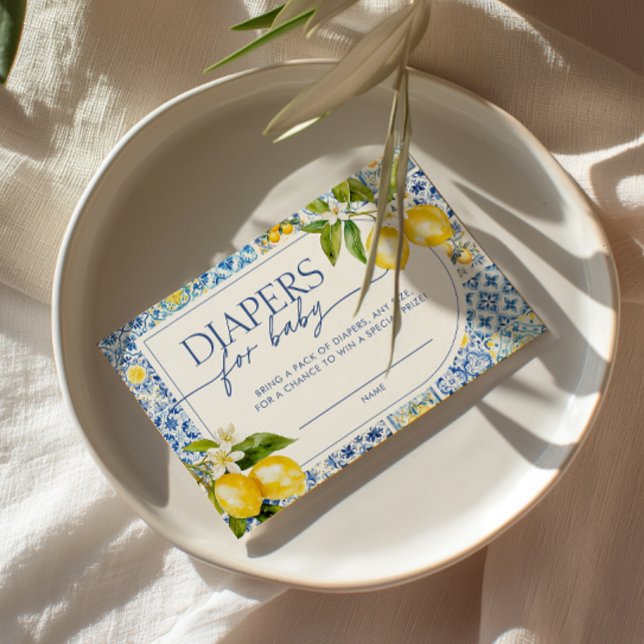 Amalfi Coast Mediterranean Lemon Diaper Raffle Enclosure Card (Creator Uploaded)