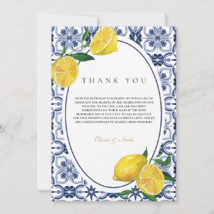 Amalfi Coast Mediterranean Lemon Thank You Card