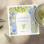Amalfi Coast | Mediterranean Lemon Tiles Napkin<br><div class="desc">Hills in the sunset, olive groves, lemon trees, and white wine. This palette brings gorgeous graphics, soft patterns, and florals of all types to life effortlessly across wedding day décor and apparel… making it easy to set a pretty, yet ethereal atmosphere. Using this colour combo makes for a splendid and...</div>