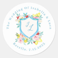 Amalfi Coast Mediterranean Monogram Crest Wedding