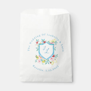 Amalfi Coast Mediterranean Monogram Crest Wedding Favour Bags