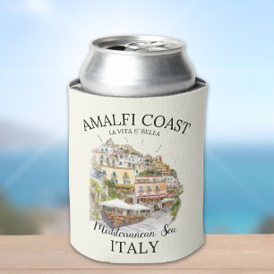 Amalfi Coast Meditteranean Sea Vintage Landscape Can Cooler