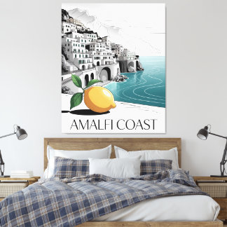 Amalfi Coast Minimalist Line Art Canvas Print