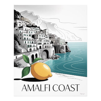 Amalfi Coast Minimalist Line Art Photo Print