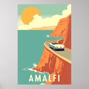 Amalfi Coast : Minimalist Retro Mid Century Travel Poster