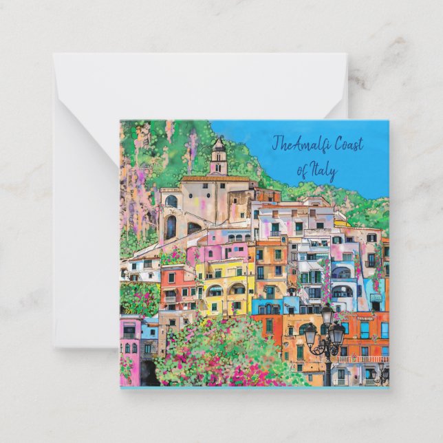 Amalfi Coast of Italy Traditional Digital Art Card (Front)