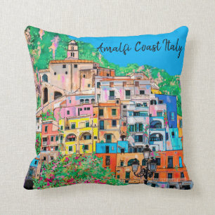 Amalfi Coast of Italy Traditional Digital Art Cushion