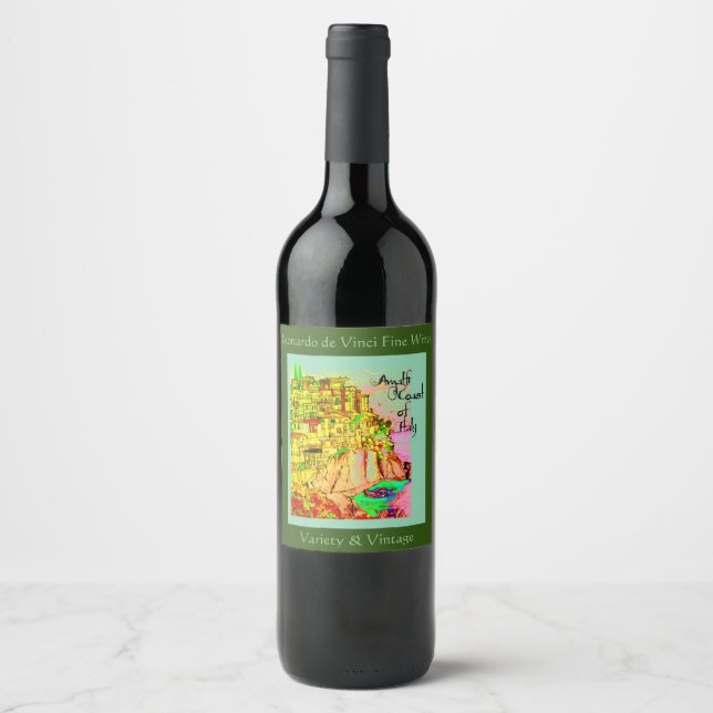 Amalfi Coast of Italy Wine  Label (Front)