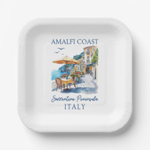 Amalfi Coast - Positano Italy Travel Paper Plate