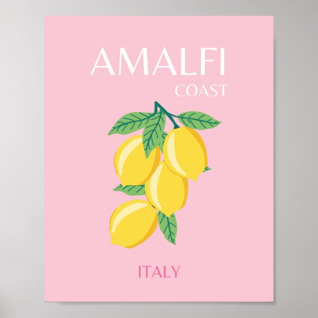 Amalfi Coast, Preppy Art, Pink, Travel Poster (Front)