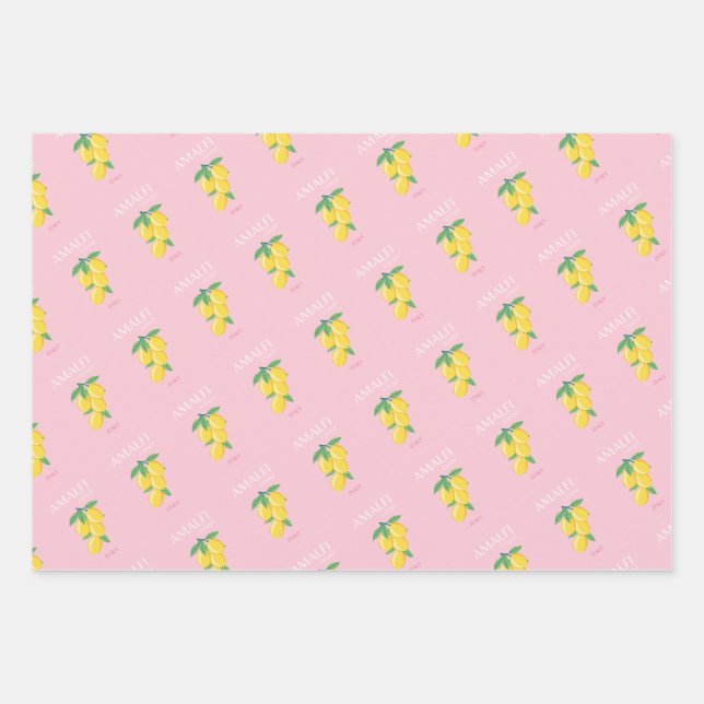 Amalfi Coast, Preppy Room, Pink Wrapping Paper Sheet (Front)