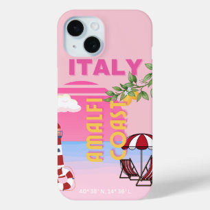 Amalfi Coast, Preppy Travel, Pink iPhone 15 Case