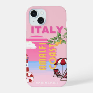 Amalfi Coast, Preppy Travel, Pink iPhone 15 Case