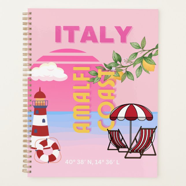 Amalfi Coast, Preppy Travel, Pink Planner (Front)
