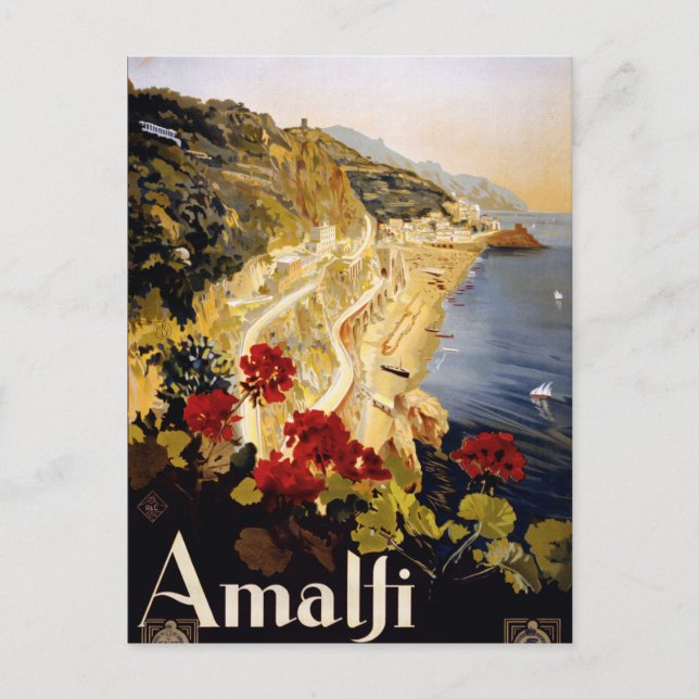 Amalfi Coast Retro Italy Europe Vintage Travel Postcard (Front)