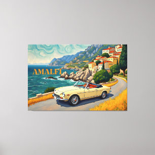 Amalfi Coast Retro Travel : Van Gogh Style Classic Canvas Print