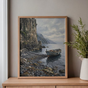 Amalfi Coast Saracen Tower & Boat Canvas Print