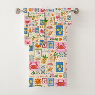 Amalfi Coast Summer Mediterranean Pattern Bath Towel Set