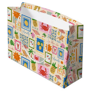 Amalfi Coast Summer Mediterranean Pattern Large Gift Bag