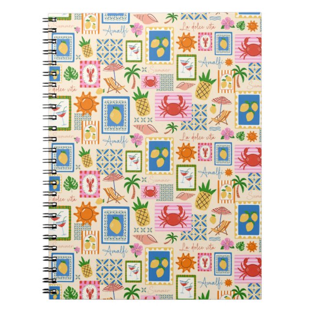 Amalfi Coast Summer Mediterranean Pattern  Notebook (Front)