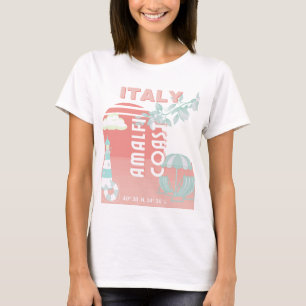 Amalfi Coast, Travel Art, Pastel T-Shirt