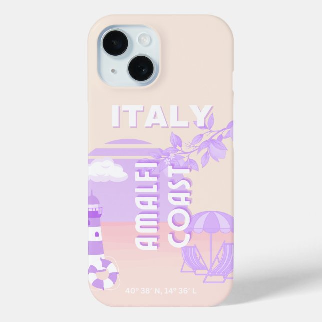 Amalfi Coast, Travel Art, Preppy Travel, Pastel Case-Mate iPhone Case (Back)