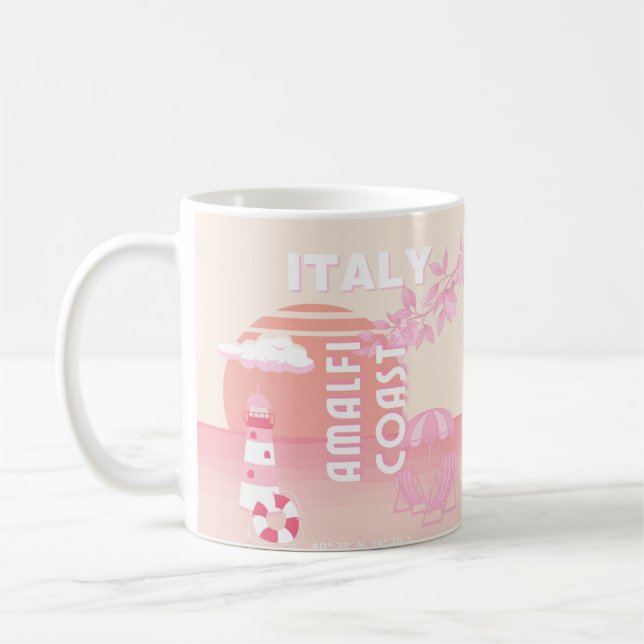 Amalfi Coast, Travel Art, Preppy Travel, Pastel Coffee Mug (Left)
