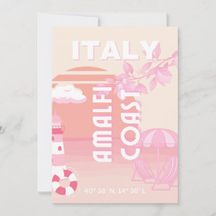 Amalfi Coast, Travel Art, Preppy Travel, Pastel Holiday Card