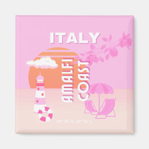 Amalfi Coast, Travel Art, Preppy Travel, Pink Magnet