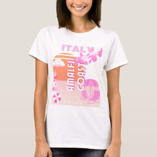 Amalfi Coast, Travel Art, Preppy Travel, Pink T-Shirt