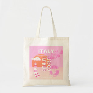 Amalfi Coast, Travel Art, Preppy Travel, Pink Tote Bag