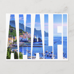 Amalfi Coast Typography Modern Photo Travel Postcard
