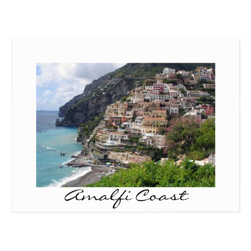 Image of Amalfi coast village Positano white postcard