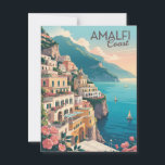 Amalfi Coast vintage Postcard<br><div class="desc">Step back in time with this classic vintage postcard of the Amalfi Coast, showcasing its stunning cliffs, quaint coastal villages, and shimmering Mediterranean waters. The nostalgic style evokes the golden era of travel, capturing the timeless beauty and romance of this iconic Italian destination. Perfect for collectors and lovers of vintage...</div>